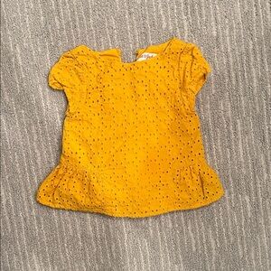Cat & Jack Baby Girl Mustard Eyelet top 18M Spring Summer Outfit